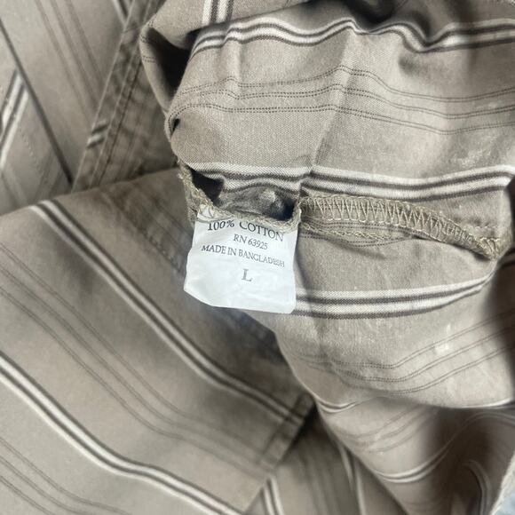 XG Prep Men's Large Brown Striped Crest Short Sleeve Button Up Shirt - Picture 4 of 16